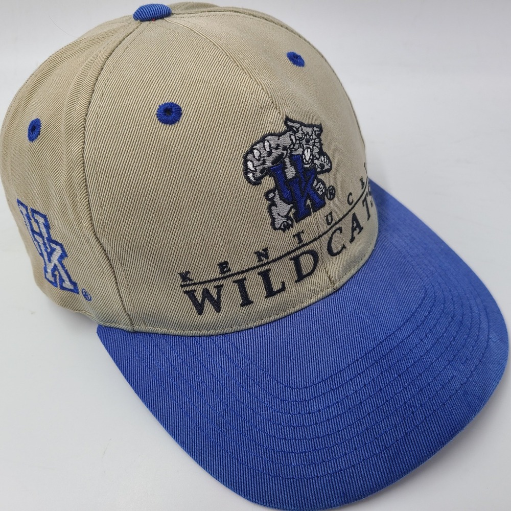 Vintage Kentucky Wildcats Hat Strapback Adjustable Outdoor Cap Beige Blue NCAA